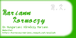 mariann kormoczy business card