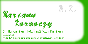 mariann kormoczy business card